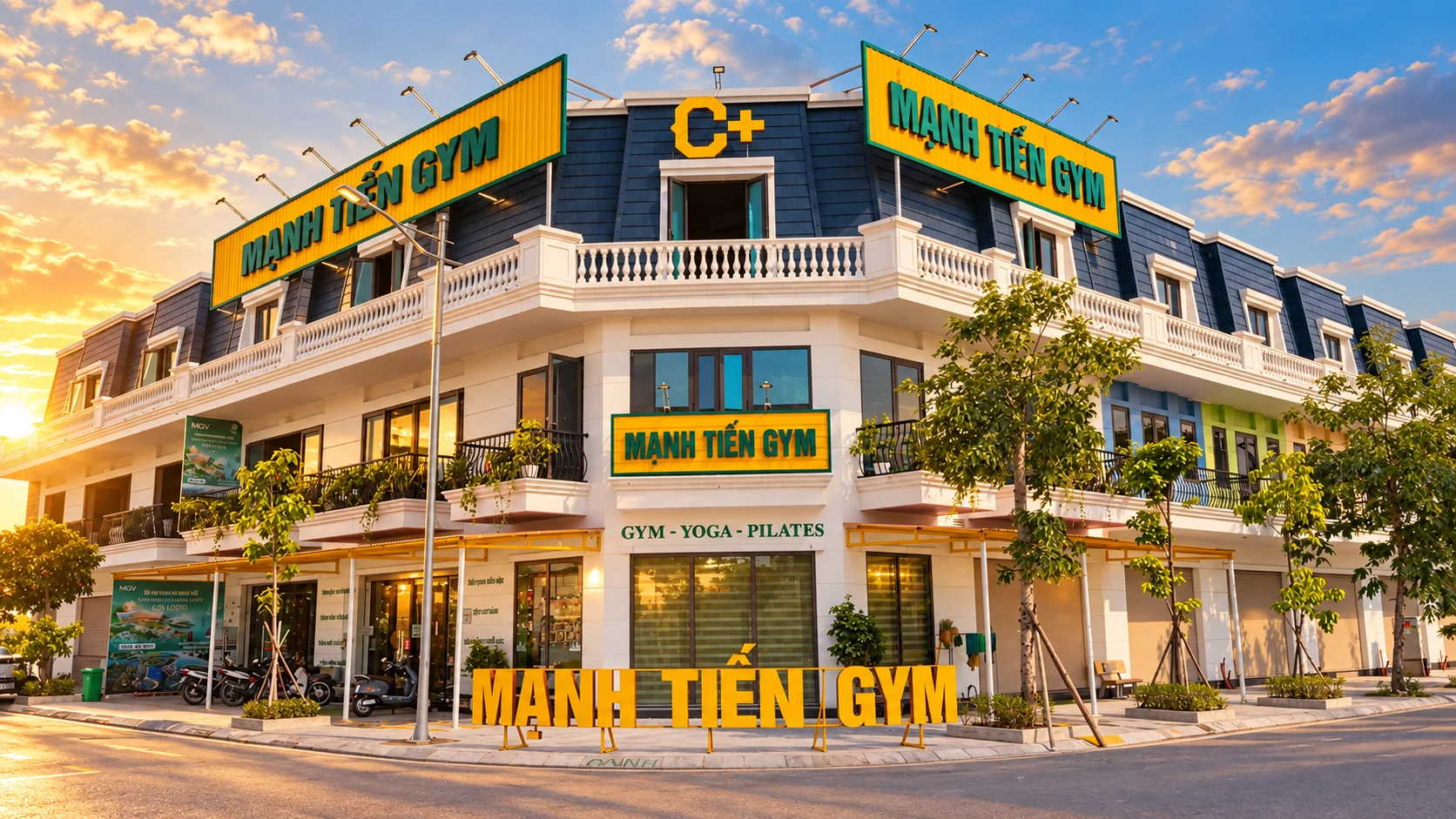 Mặt tiền phòng tập Mạnh Tiến Gym tại Khu đô thị Hà Lan, Mạo Khê
